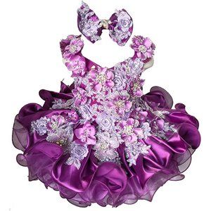 NEW Beautiful Sparkling Bling Rhinestone Baby Purple Flower Girl Pageant…